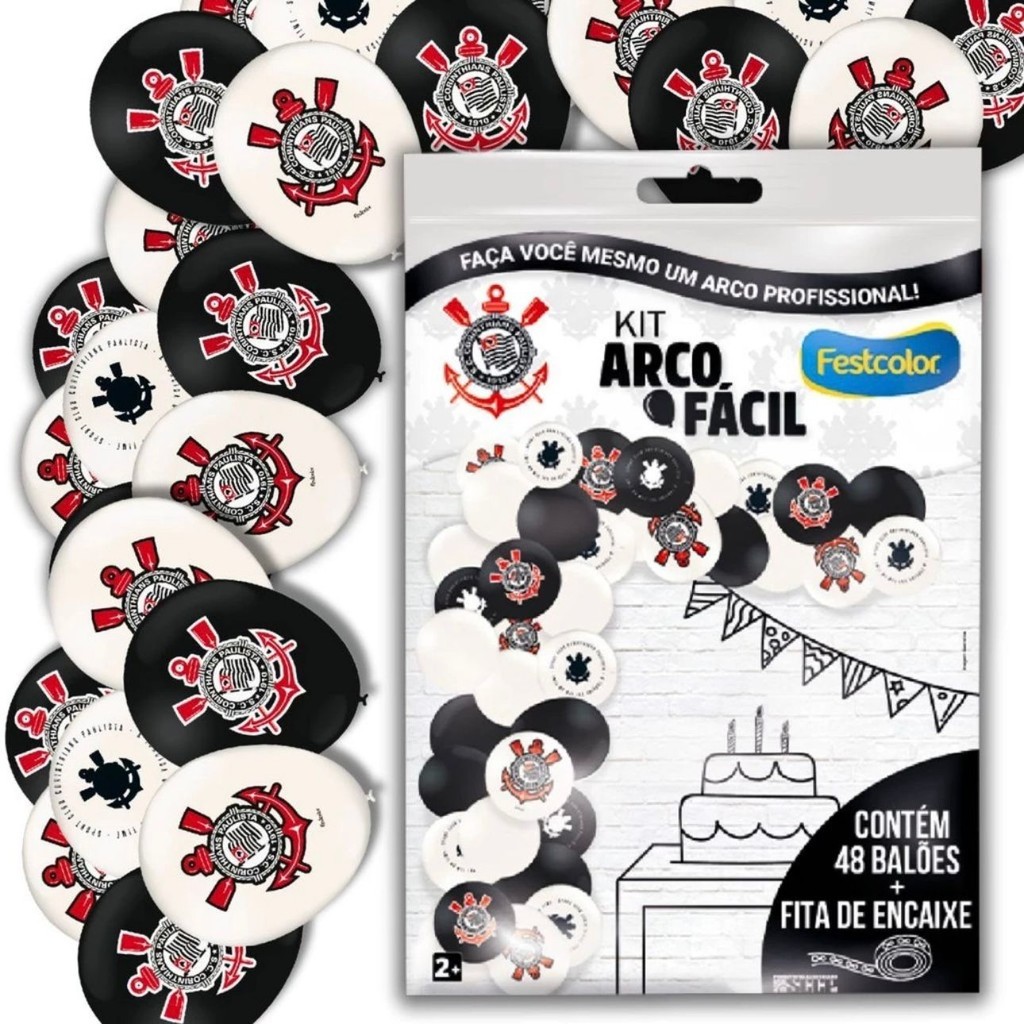 KIT ARCO FACIL DE BALOES CORINTHIANS n°9 48 UN + 1 FITA ARCO FESTCOLOR KIT ARCO FACIL DE BALOES CORINTHIANS n°9 48 UN + 1 FITA ARCO FESTCOLOR