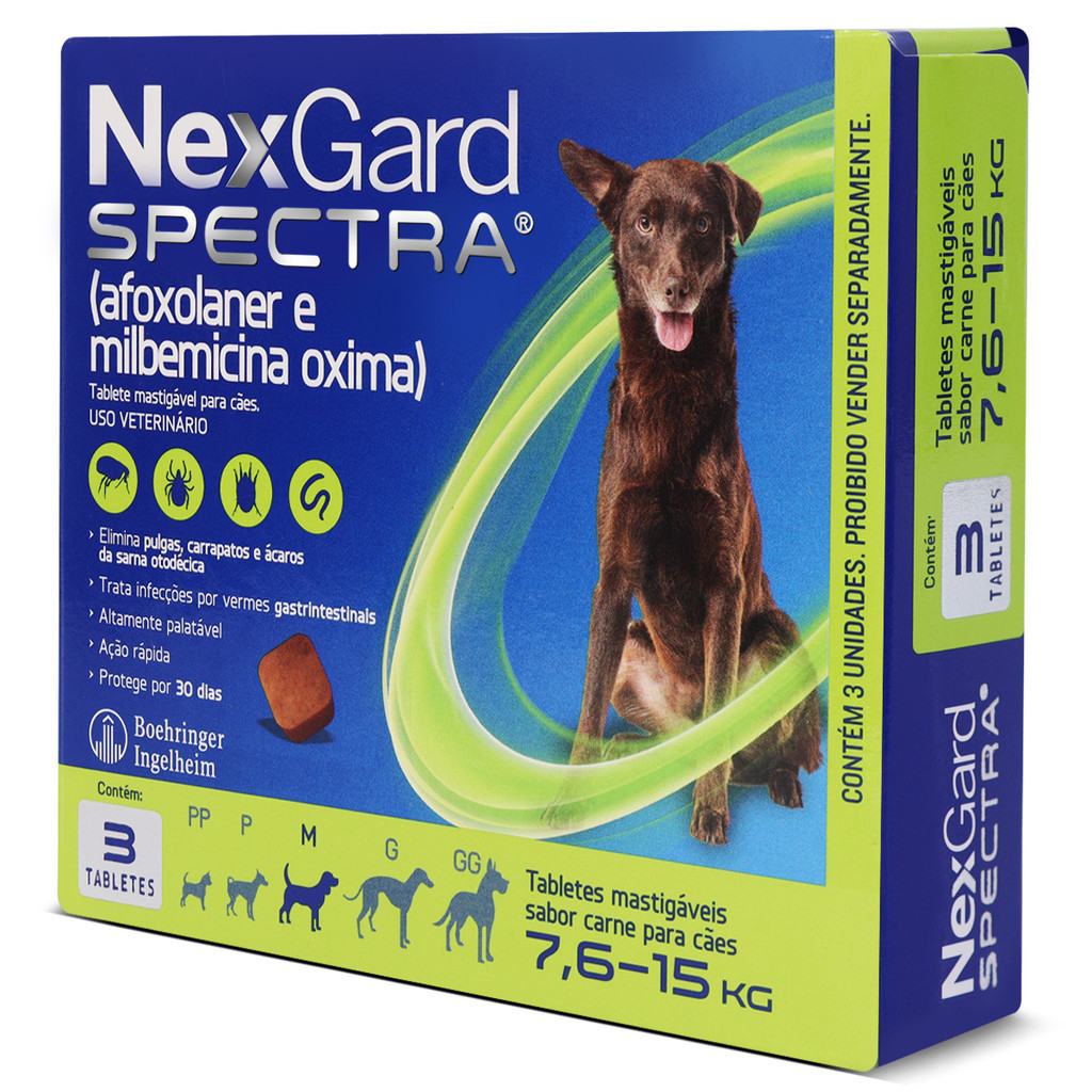 Nexgard Spectra M 7,6kg A 15 Kg 3 Tabletes Antipulgas e Carrapatos Para Cachorro Nexgard Spectra M 7,6kg A 15 Kg 3 Tabletes Antipulgas e Carrapatos Para Cachorro