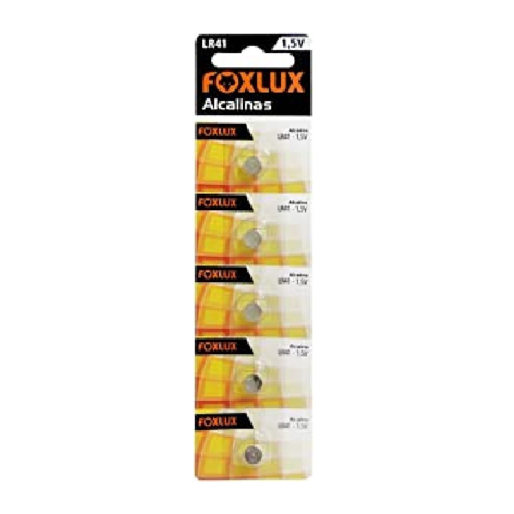 Bateria Alcalina Foxlux 1,5V LR41 5Un | Energia confiável, longa duração, desempenho estável Bateria Alcalina Foxlux 1,5V LR41 5Un | Energia confiável, longa duração, desempenho estável