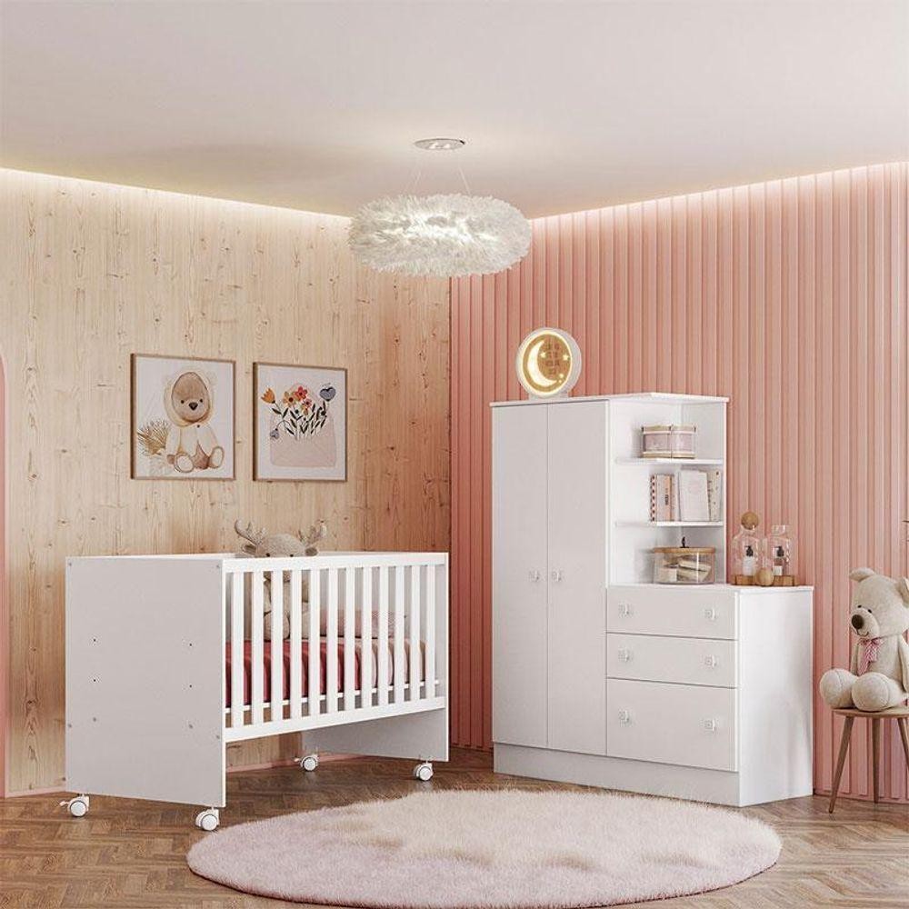 Berço Nacional 3540 E Guarda Roupa Com Cômoda 4070 Ambiente Doce Sonho Branco Brilho – Qmovi Berço Nacional 3540 E Guarda Roupa Com Cômoda 4070 Ambiente Doce Sonho Branco Brilho – Qmovi