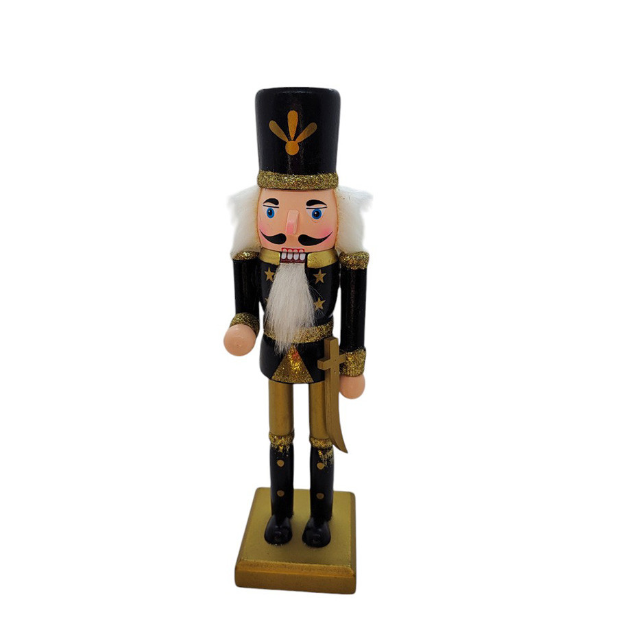 Boneco Soldado Quebra Nozes de Madeira – 25cm – Preto e Dourado – 1 unidade – Rizzo Boneco Soldado Quebra Nozes de Madeira – 25cm – Preto e Dourado – 1 unidade – Rizzo