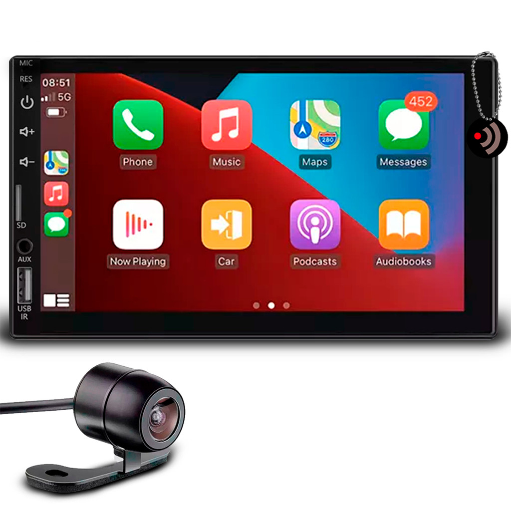 Kit MP5 7” E-Tech Light Touch com CarPlay Android Auto Bluetooth Espelhamento+Câmera de Ré Universal Kit MP5 7” E-Tech Light Touch com CarPlay Android Auto Bluetooth Espelhamento+Câmera de Ré Universal