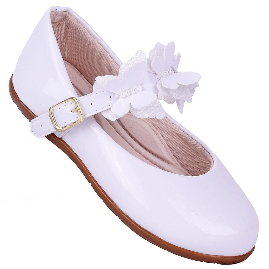 Sapatilha Infantil Feminina Borboleta – Branco Verniz Sapatilha Infantil Feminina Borboleta – Branco Verniz