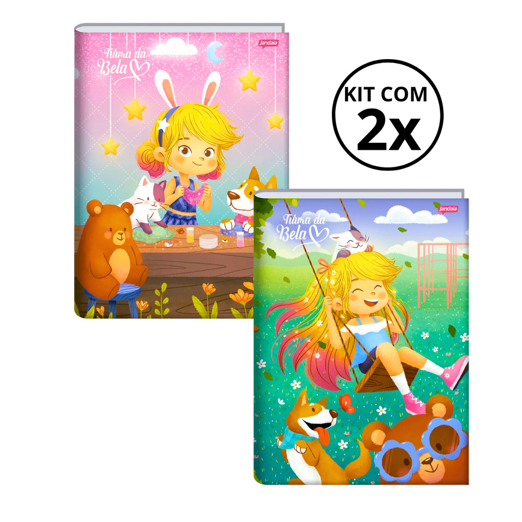 Kit Com 02 Cadernos Brochura 80 Folhas Turma da Bela – Jandaia CAPA:Slime/Balanço Kit Com 02 Cadernos Brochura 80 Folhas Turma da Bela – Jandaia CAPA:Slime/Balanço