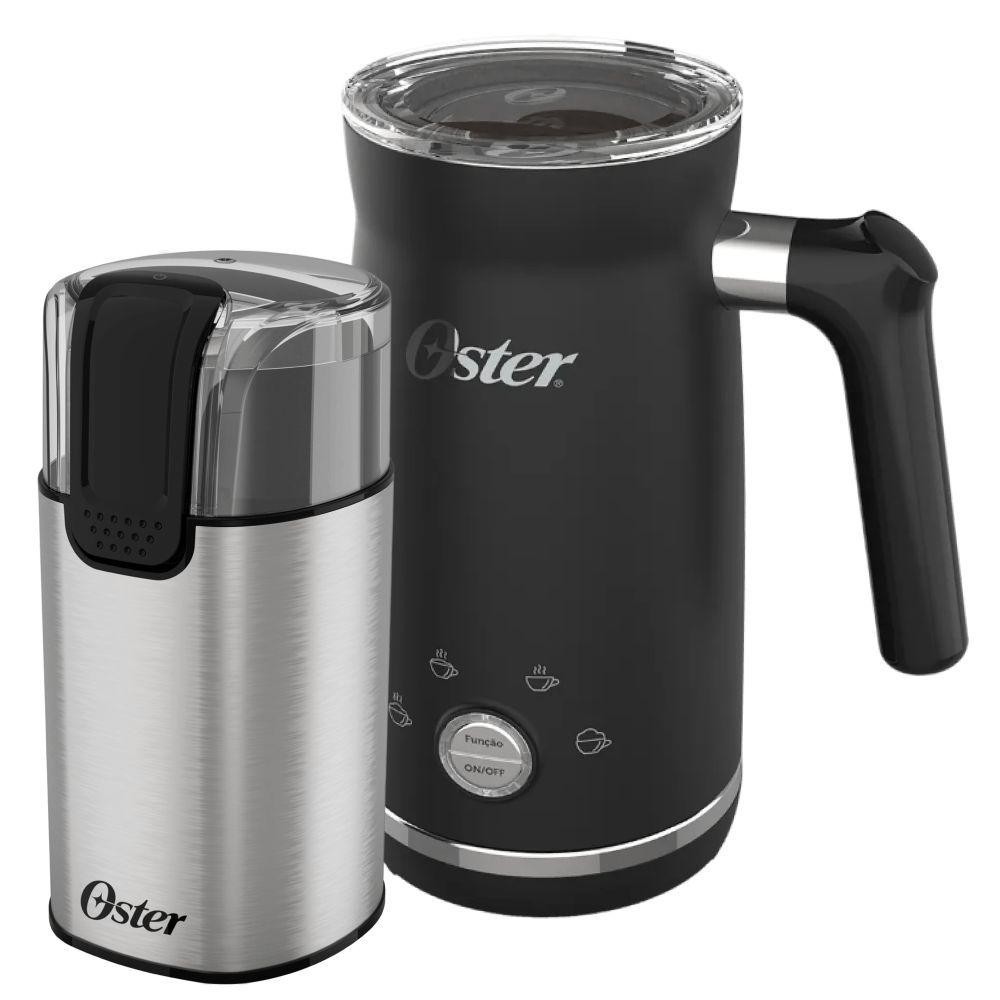Kit Moedor de Café Elétrico Inox e Espumador de Leite Oster 220V Kit Moedor de Café Elétrico Inox e Espumador de Leite Oster 220V