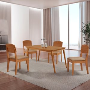 Mesa de Jantar Copper 120cm Tampo Canto Copo MDF com 4 Cadeiras Copper Moderna Mobília - Oferta na Shopee