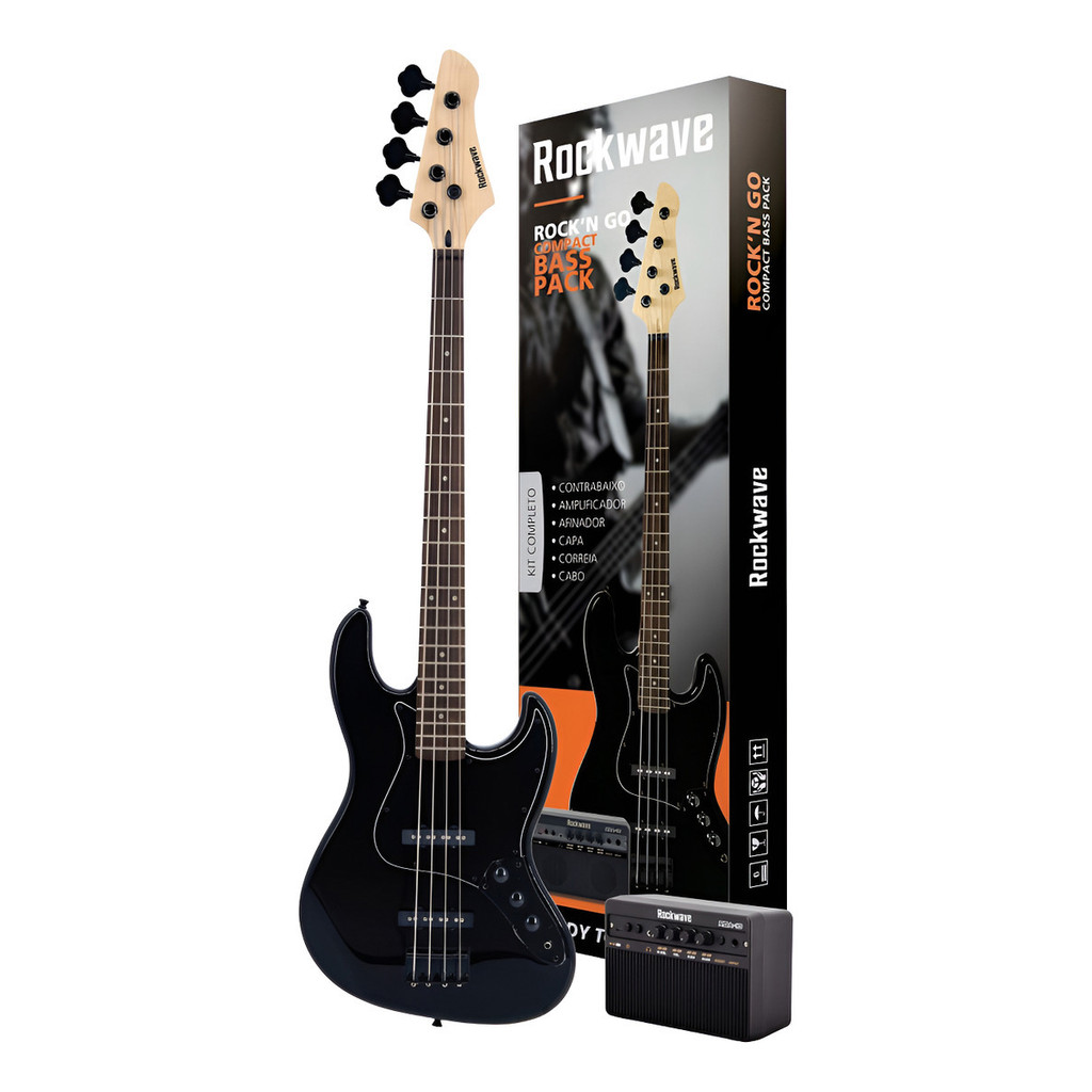 Kit Completo Contrabaixo Rockwave Rbk400 + Capa E Acessórios Kit Completo Contrabaixo Rockwave Rbk400 + Capa E Acessórios