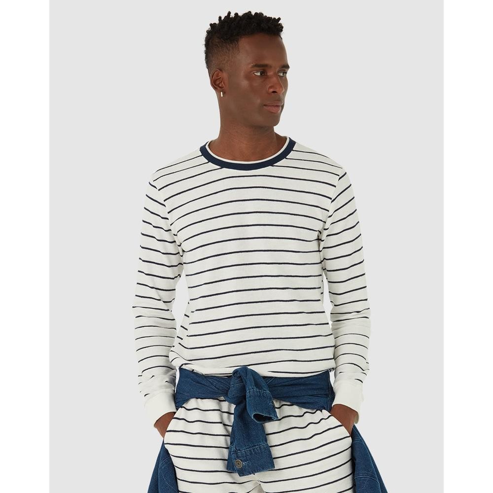 Camiseta Slim Masculina Manga Longa Listrada Em Algodão Camiseta Slim Masculina Manga Longa Listrada Em Algodão