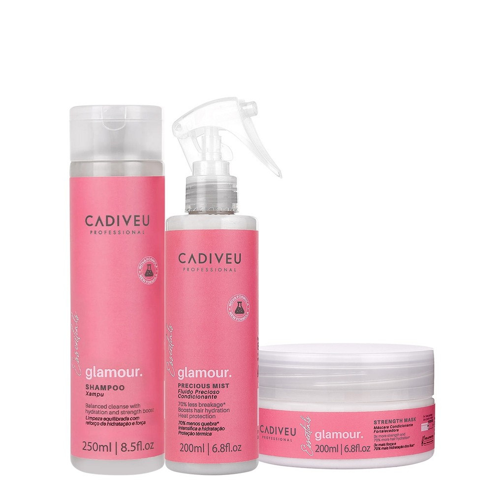 Kit Cadiveu Professional Essentials Glamour Shampoo Máscara e Fluido (3 produtos) Kit Cadiveu Professional Essentials Glamour Shampoo Máscara e Fluido (3 produtos)