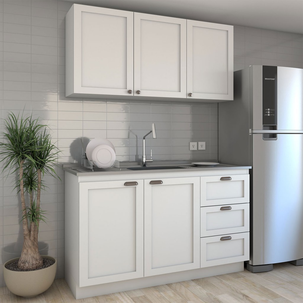 Cozinha Compacta Essenza para Pia 5 Portas 3 Gavetas 100% Mdf Branco Fosco – Panorama Móveis Cozinha Compacta Essenza para Pia 5 Portas 3 Gavetas 100% Mdf Branco Fosco – Panorama Móveis