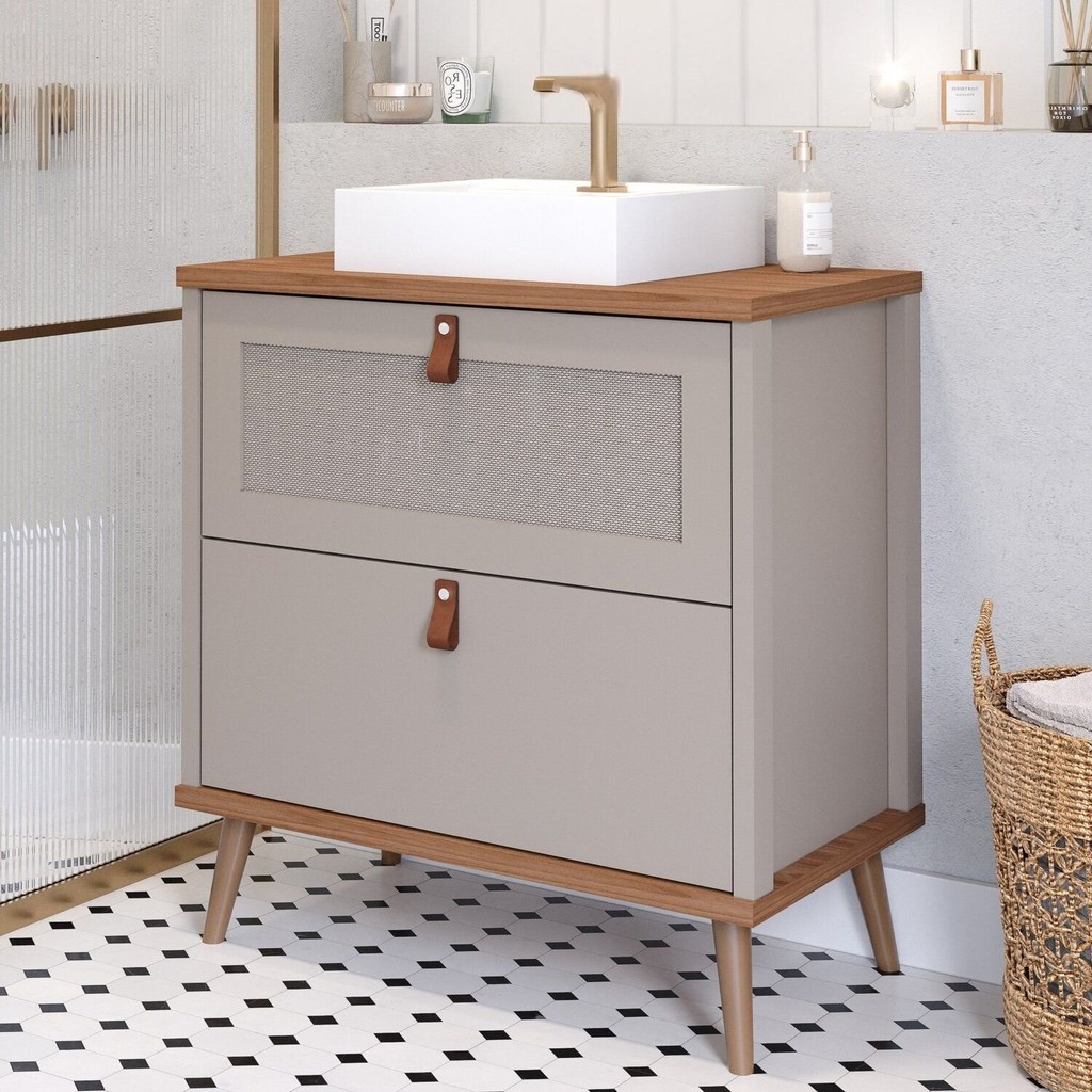 Gabinete para Banheiro com Cuba Mily Espresso Móveis Cappuccino Gabinete para Banheiro com Cuba Mily Espresso Móveis Cappuccino
