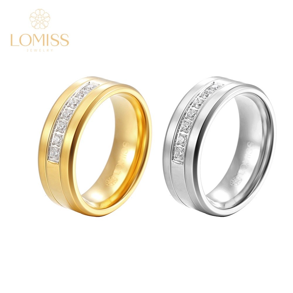 LOMISS Anel masculino Aço Inoxidável Pvd Detalhes/Zircônia LOMISS Anel masculino Aço Inoxidável Pvd Detalhes/Zircônia