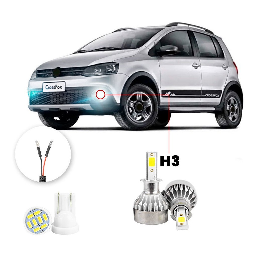 Lampada Farol Milha Led Volkswagen Crossfox 08/2014 20000lm Lampada Farol Milha Led Volkswagen Crossfox 08/2014 20000lm