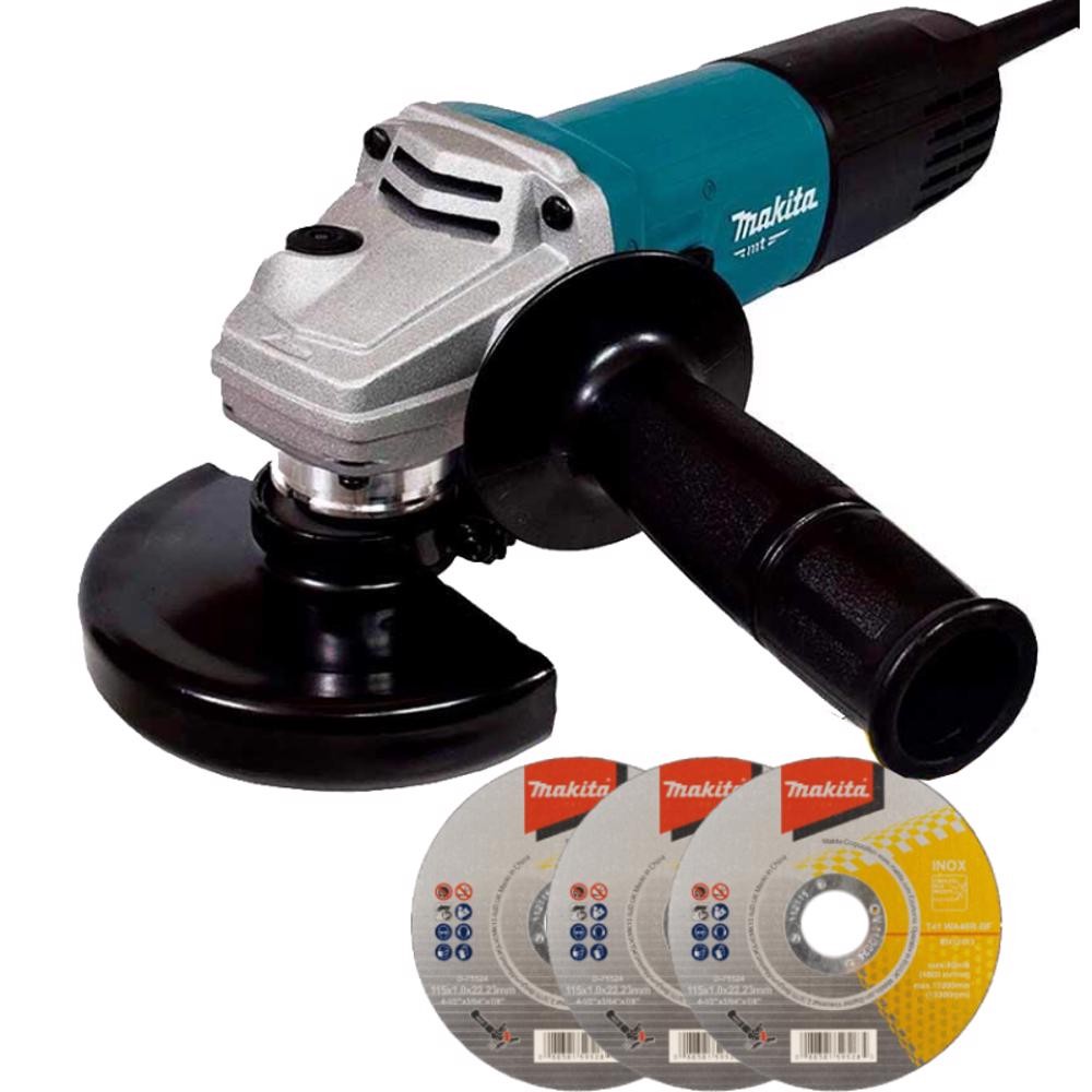 Esmerilhadeira Angular 4.1/2 POL 850W M9510B MAKITA MT + Kit Discos Esmerilhadeira Angular 4.1/2 POL 850W M9510B MAKITA MT + Kit Discos
