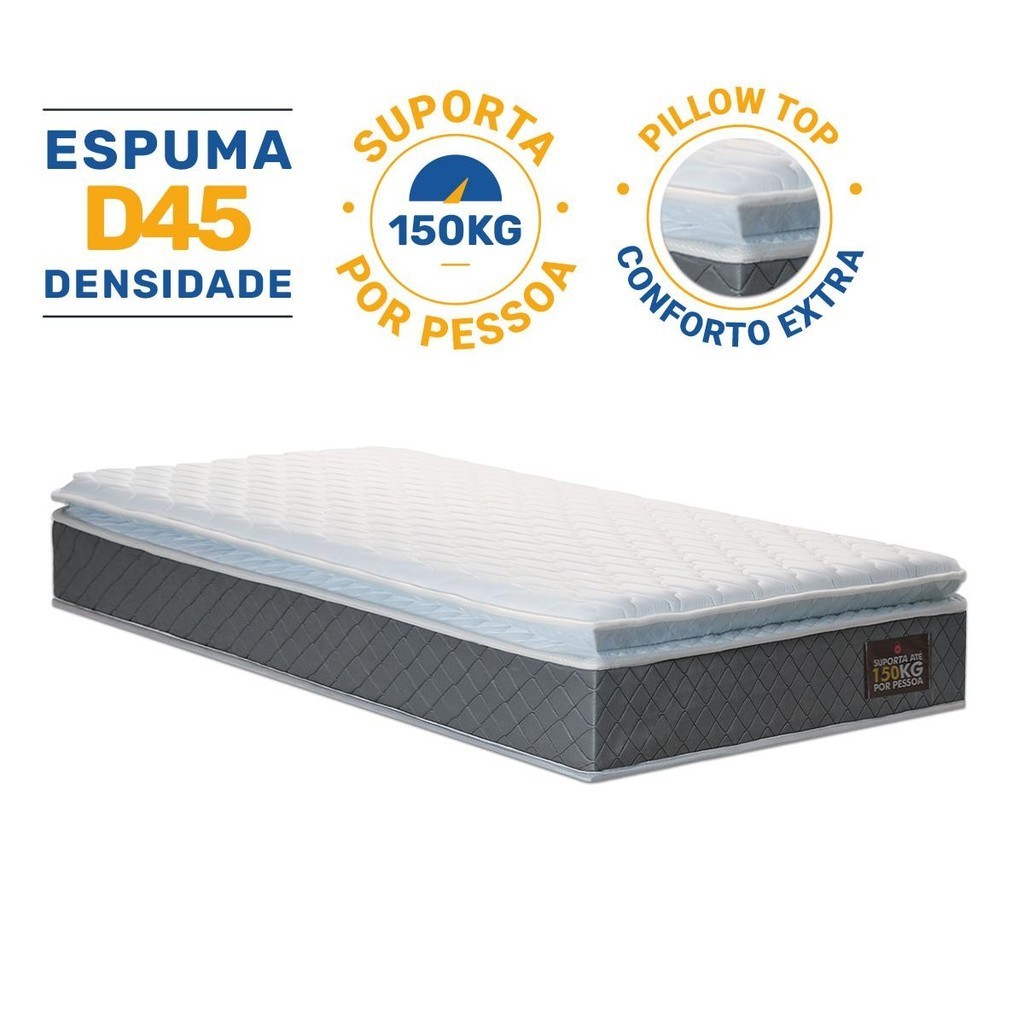 Colchão de Espuma D45 Pillow Top Fort Comfort Solteiro 88cm Colchão de Espuma D45 Pillow Top Fort Comfort Solteiro 88cm