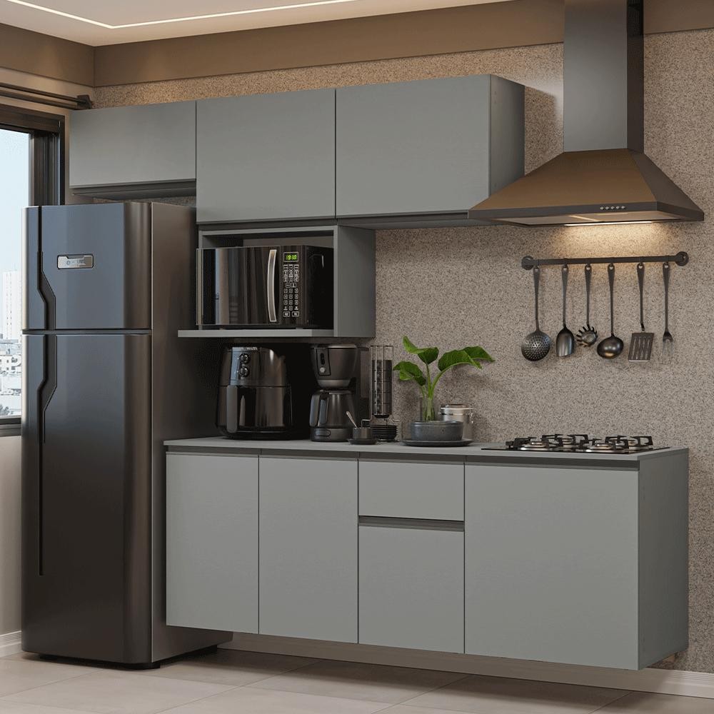 Armário de Cozinha Completa 240 cm Suspensa  Nice Madesa 07