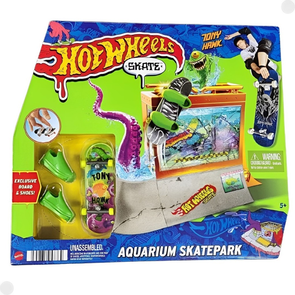 Brinquedo Pista de Skate no Aquário C/ Skate de dedo Hot Wheels Skatepark HGT91A – Mattel Brinquedo Pista de Skate no Aquário C/ Skate de dedo Hot Wheels Skatepark HGT91A – Mattel