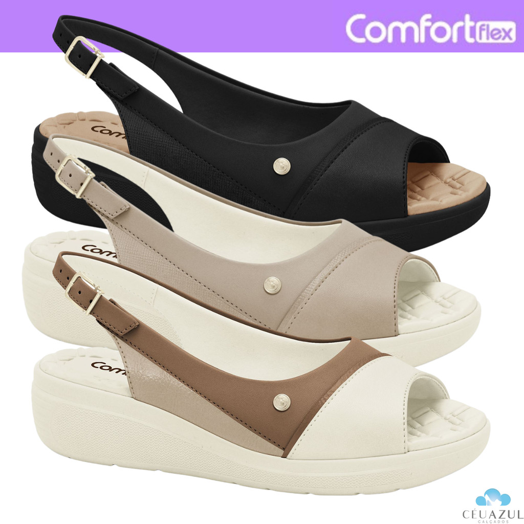 Sandália Feminina Anabela Comfortflex Estilo Conforto Sandália Feminina Anabela Comfortflex Estilo Conforto