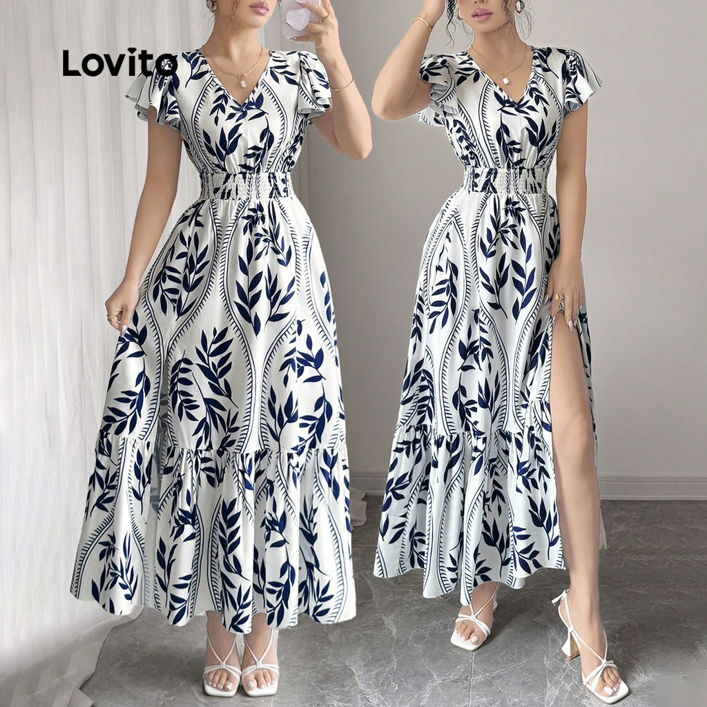 (Trendy) Lovito Vestido Boho com Estampa de Flores Abertura Frontal Macio e Confortável Primavera/Verão L145ED029 (Trendy) Lovito Vestido Boho com Estampa de Flores Abertura Frontal Macio e Confortável Primavera/Verão L145ED029