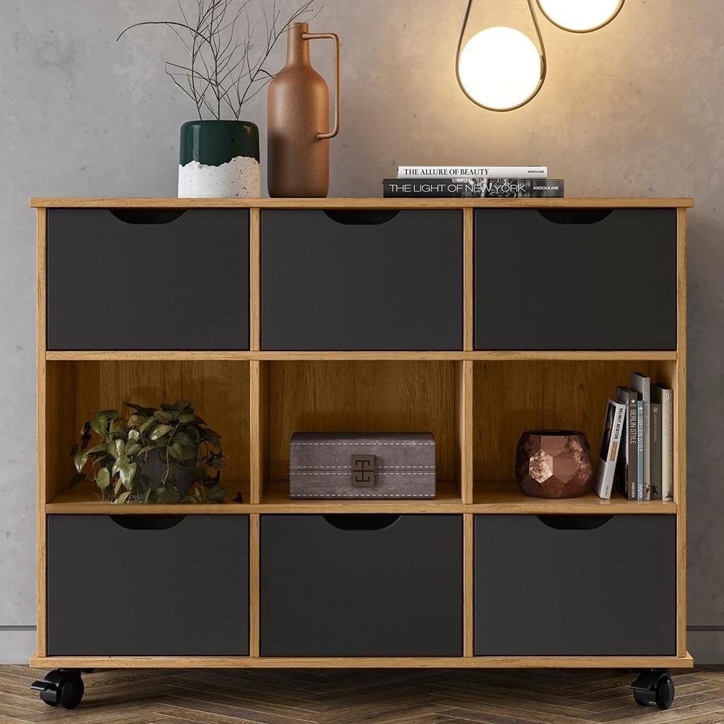 Nicho Organizador 6 Gavetas com Rodízios Freijó/Preto – Qmovi Nicho Organizador 6 Gavetas com Rodízios Freijó/Preto – Qmovi