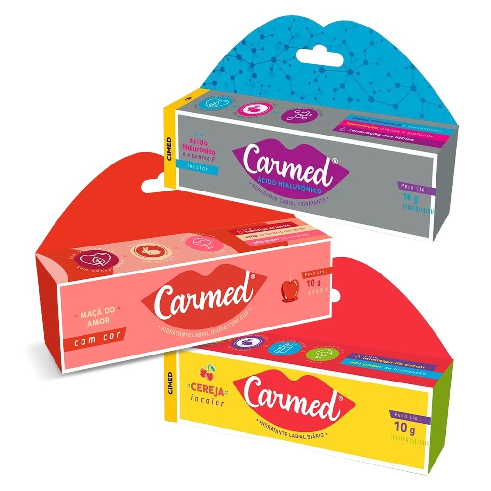 Kit 3 und Carmed 1 Cereja, 1 Ácido Hialurônico, 1 Maçã do Amor Kit 3 und Carmed 1 Cereja, 1 Ácido Hialurônico, 1 Maçã do Amor