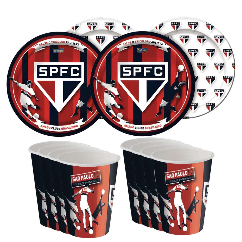 Kit Festa SÃO PAULO FC 8 Pratos + 8 Copos Descartável 200 Ml Papel – FESTCOLOR Kit Festa SÃO PAULO FC 8 Pratos + 8 Copos Descartável 200 Ml Papel – FESTCOLOR