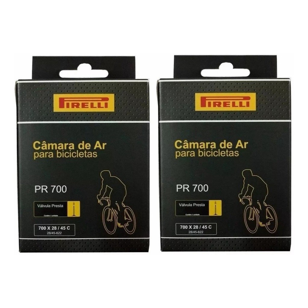 KIT 2 CÂMARAS PIRELLI 700X28/45C 29X1.50/1.75 BICO FINO PRESTA