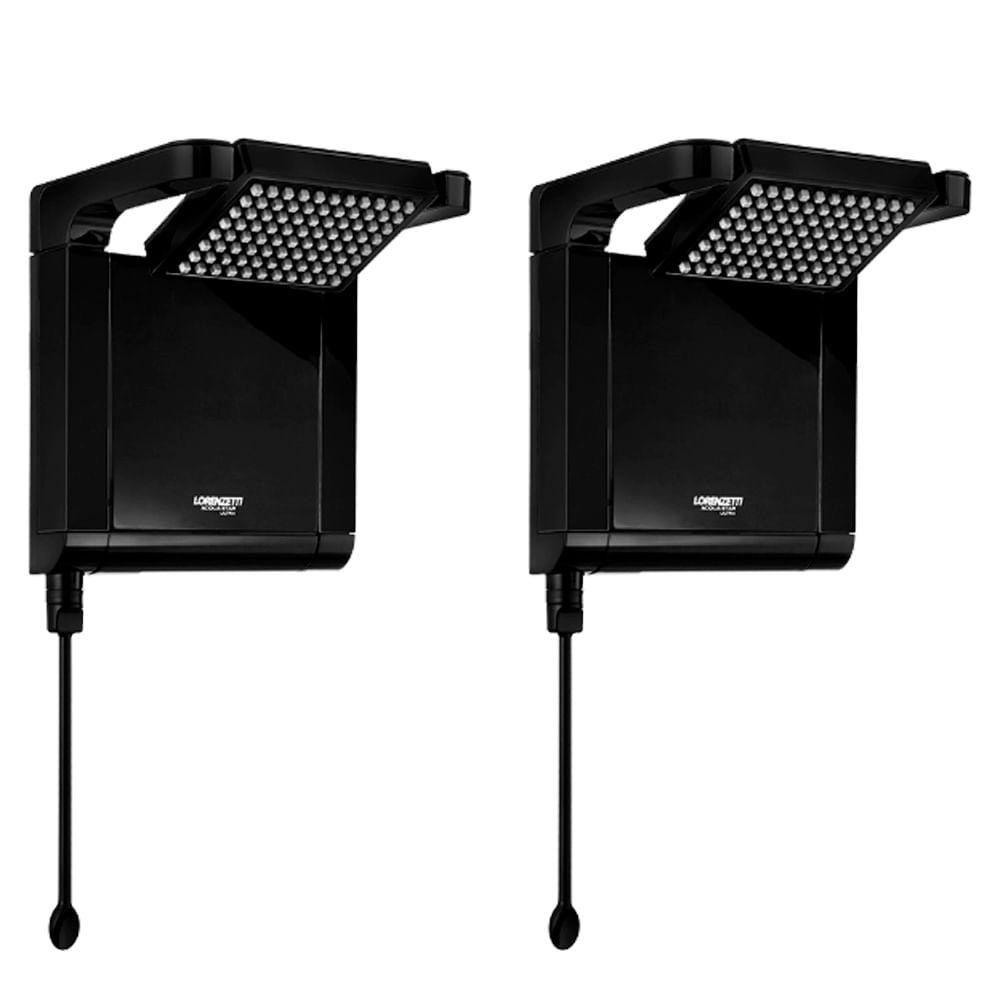 Kit 2 Duchas Acqua Star Ultra Preta 7800W 220V Lorenzetti Kit 2 Duchas Acqua Star Ultra Preta 7800W 220V Lorenzetti
