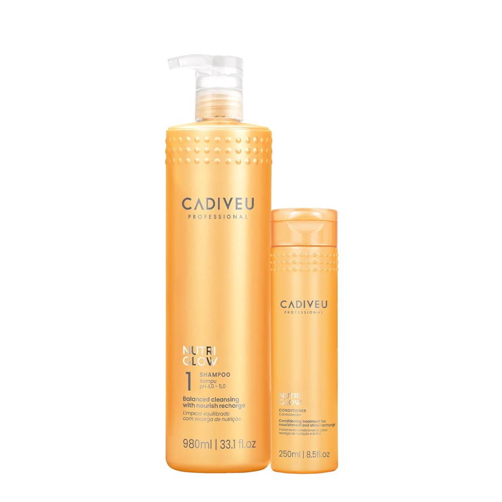 Kit Cadiveu Professional Nutri Glow Shampoo G e Condicionador P (2 produtos) Kit Cadiveu Professional Nutri Glow Shampoo G e Condicionador P (2 produtos)