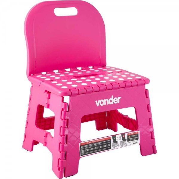 Banqueta Plástica Dobrável Com Encosto 220 mm Rosa Vonder Banqueta Plástica Dobrável Com Encosto 220 mm Rosa Vonder
