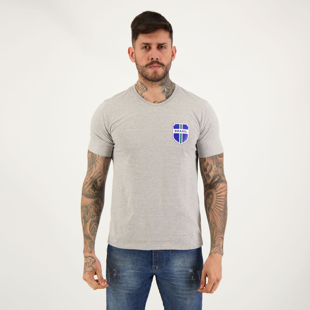 Camisa Brasil Escudo Cinza Camisa Brasil Escudo Cinza