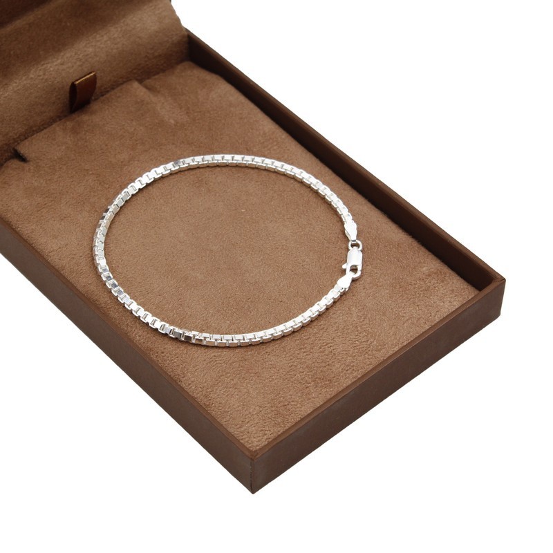 Pulseira de prata 925 Masculina Veneziana maciça 20cm 2,4mm Pulseira de prata 925 Masculina Veneziana maciça 20cm 2,4mm