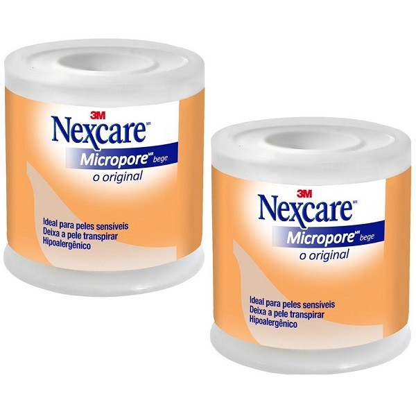 Kit com 2 Fita Micropore Nexcare Bege 50MM X 4,5M 3M Kit com 2 Fita Micropore Nexcare Bege 50MM X 4,5M 3M