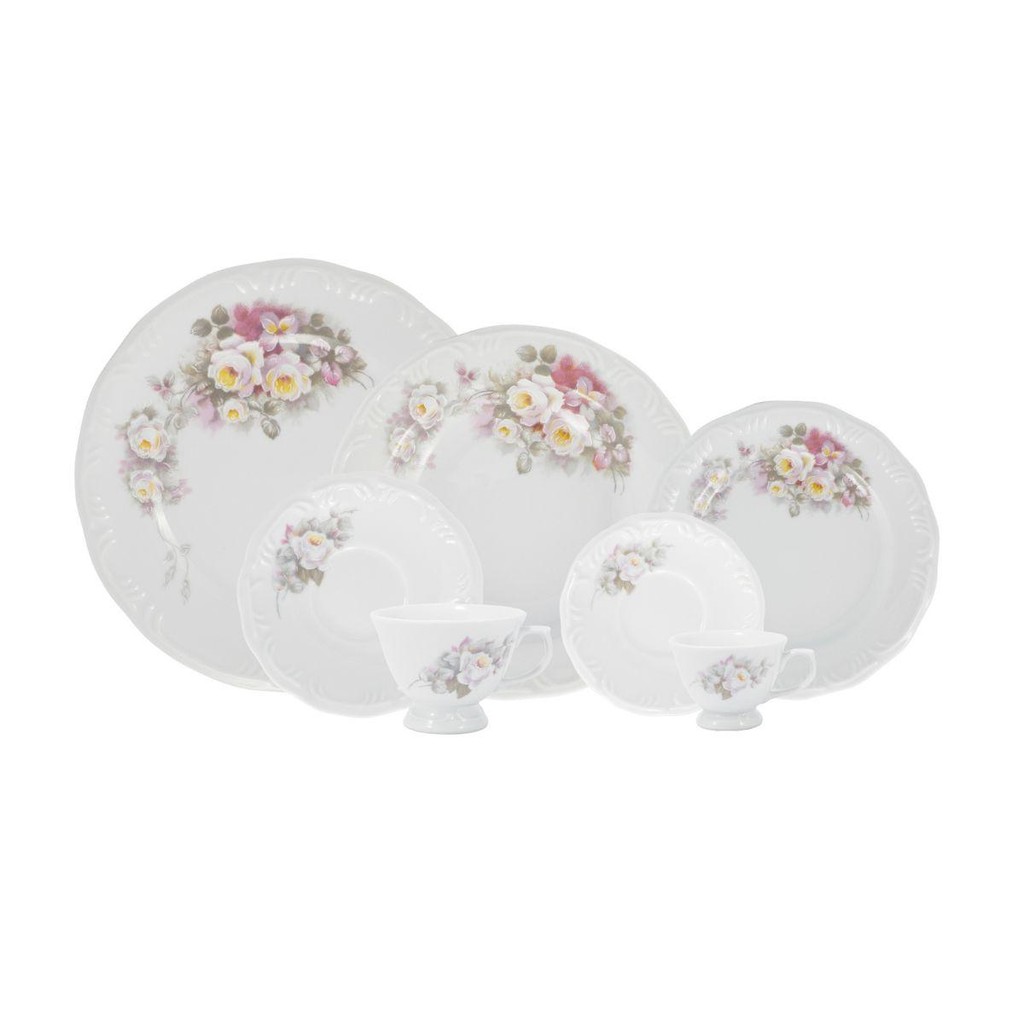 Jogo de Jantar 84 Peças Chá Café Eterna Porcelana Schmidt Jogo de Jantar 84 Peças Chá Café Eterna Porcelana Schmidt