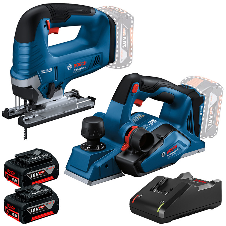 Kit Serra Tico-Tico GST 185-LI Plaina GHO 185-LI 2 Baterias GBA 18V 4Ah e Carregador Bivolt GAL 18V-40 Kit Serra Tico-Tico GST 185-LI Plaina GHO 185-LI 2 Baterias GBA 18V 4Ah e Carregador Bivolt GAL 18V-40