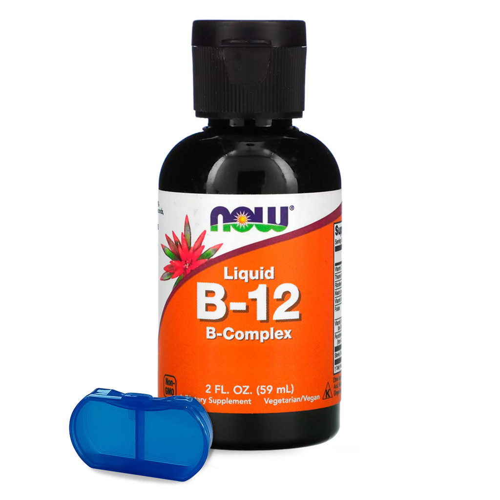 Complexo de Vitamina B-12 Now Foods 59ml + Porta Cápsulas Complexo de Vitamina B-12 Now Foods 59ml + Porta Cápsulas