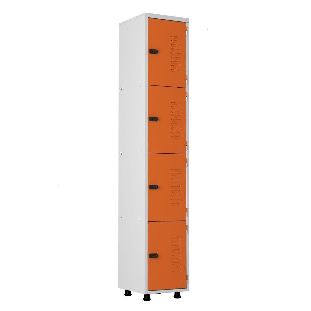 Armário Roupeiro Aço 4 Portas Academia Guarda Volume Laranja Armário Roupeiro Aço 4 Portas Academia Guarda Volume Laranja
