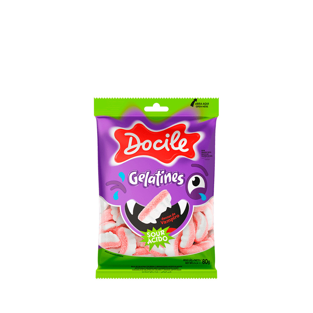 Bala de Gelatina Dentes de Vampiro Cítricos 80g – Docile Bala de Gelatina Dentes de Vampiro Cítricos 80g – Docile