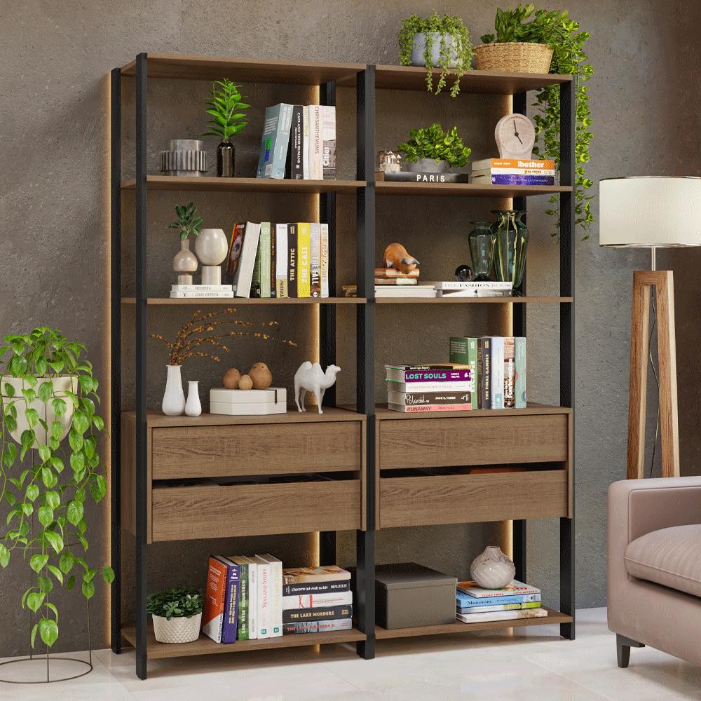Estante Armário Multiuso para Livros 4 Gavetas 8 Prateleiras 140 cm Valencia Madesa Estante Armário Multiuso para Livros 4 Gavetas 8 Prateleiras 140 cm Valencia Madesa