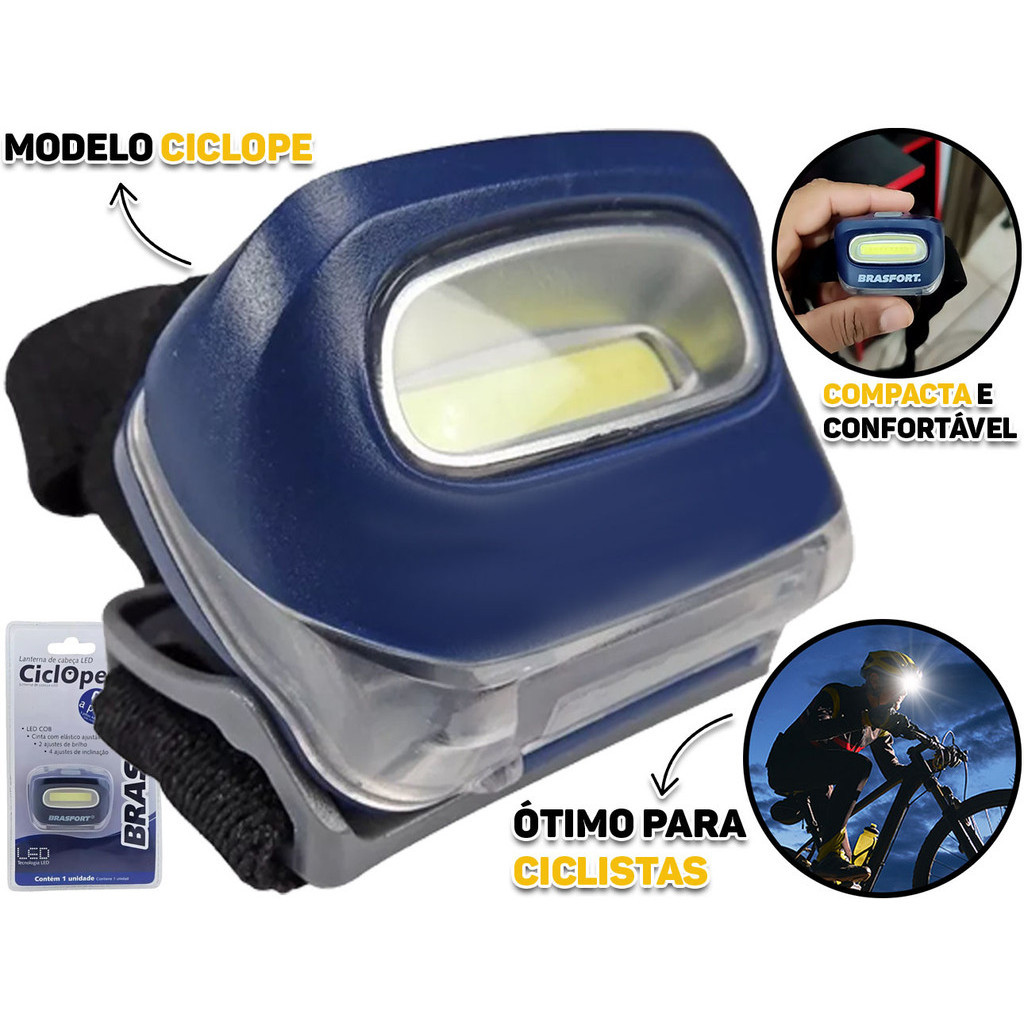 Lanterna Para Cabeça Capacete Led Ciclope Com Elástico Ajustável Brasfort Lanterna Para Cabeça Capacete Led Ciclope Com Elástico Ajustável Brasfort