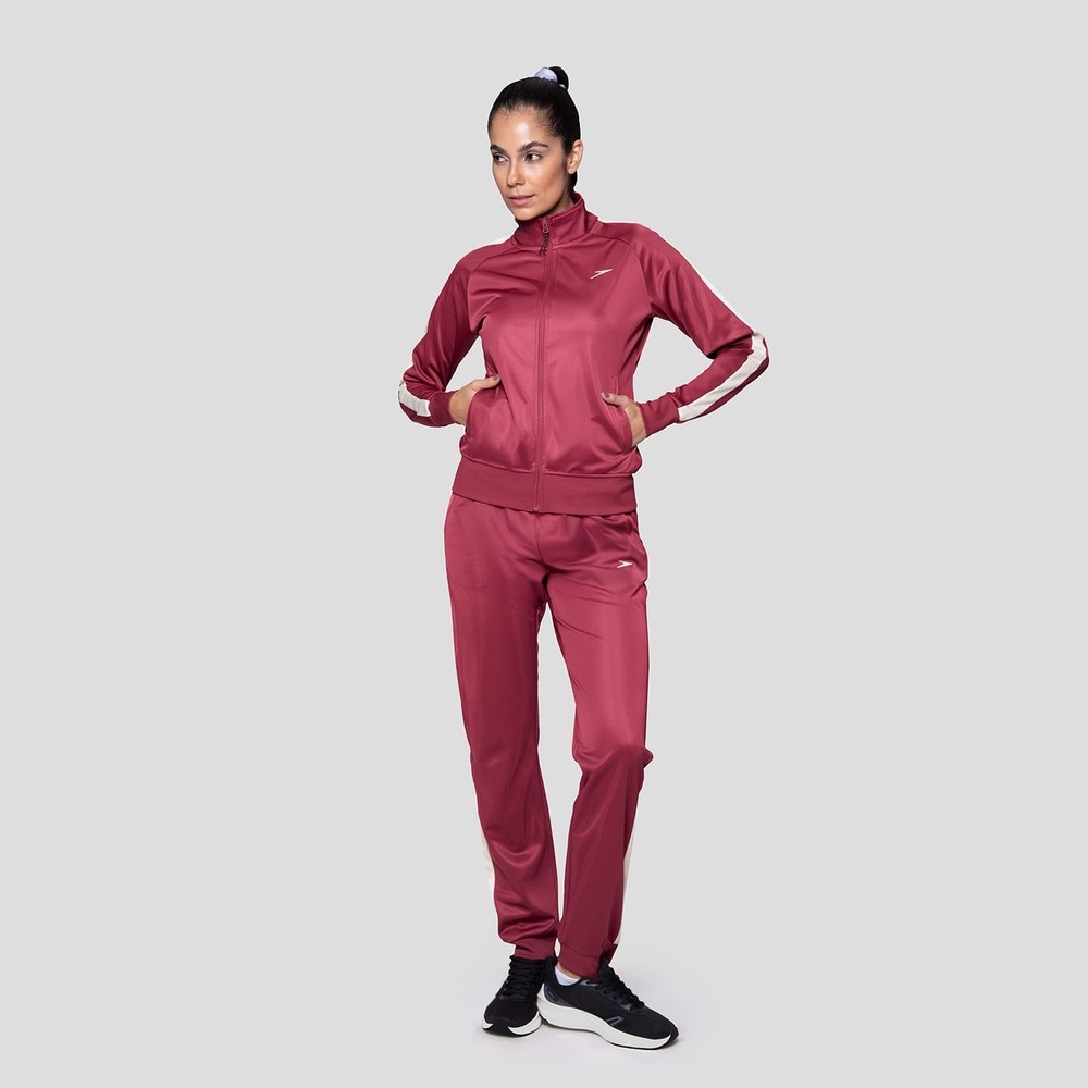 Conjunto De Agasalho Feminino Basic Sports Speedo – CRANBERRY BAUNILHA Conjunto De Agasalho Feminino Basic Sports Speedo – CRANBERRY BAUNILHA