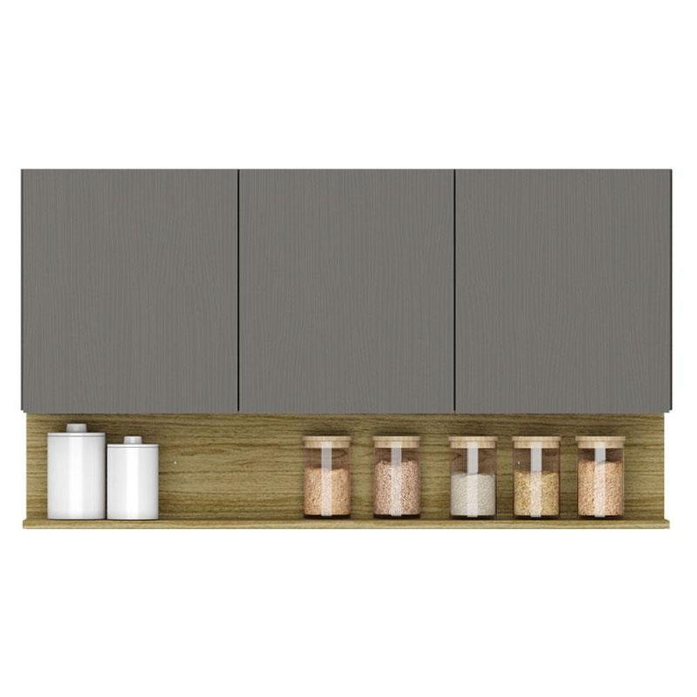 Armário Aéreo Line 3 Portas 120 Cm Gris Freijó – Kits Paraná Armário Aéreo Line 3 Portas 120 Cm Gris Freijó – Kits Paraná