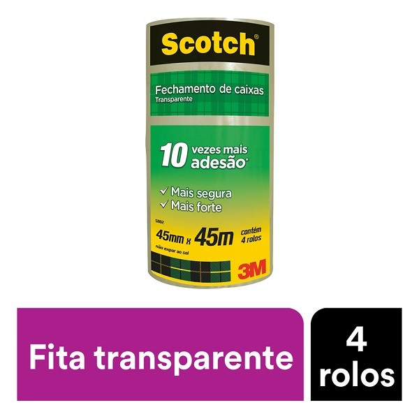 Kit 4 Fitas de Empacotamento 3M SCOTCH 5802 45MM X 45M Kit 4 Fitas de Empacotamento 3M SCOTCH 5802 45MM X 45M