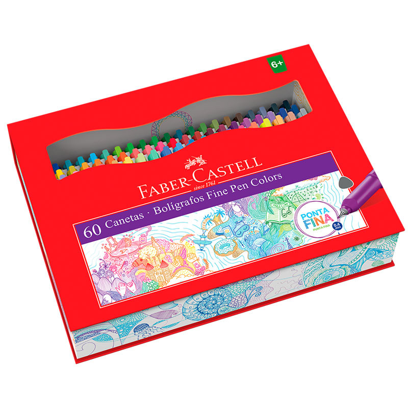 Caneta hidrográfica Fine Pen Colors 60 cores FPB/ES60ZF Faber-Castell Caneta hidrográfica Fine Pen Colors 60 cores FPB/ES60ZF Faber-Castell
