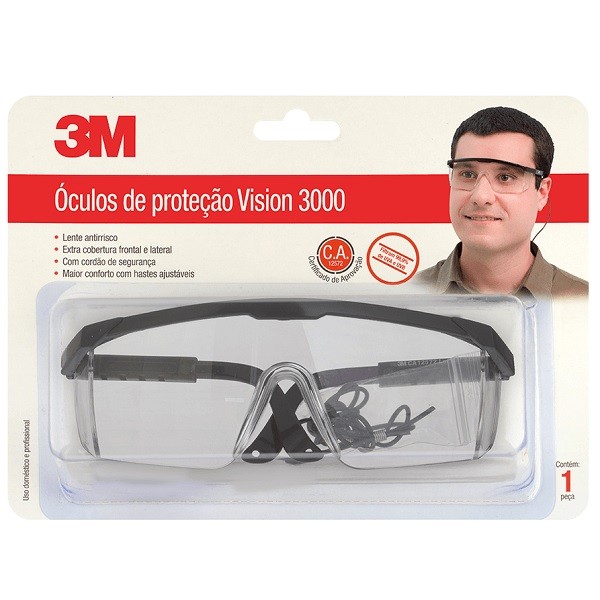 Oculos Proteção 3M Segurança Vision 3000 Incolor Antirisco Oculos Proteção 3M Segurança Vision 3000 Incolor Antirisco