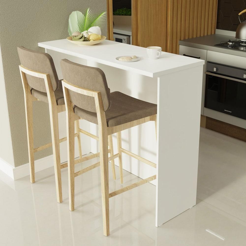 Bancada Ilha Para Cozinha 120 Cm Branco Madesa Branco Bancada Ilha Para Cozinha 120 Cm Branco Madesa Branco