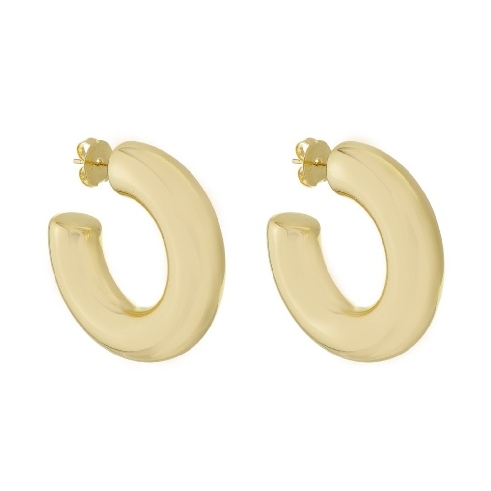 BRINCO DE ARGOLA TUBO G ARIEL FOLHEADO A OURO 18K BRINCO DE ARGOLA TUBO G ARIEL FOLHEADO A OURO 18K