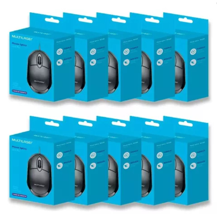 Mouse Para Pc Óptico Usb 1200dpi Atacado/revenda Kit Com 10 Mouse Para Pc Óptico Usb 1200dpi Atacado/revenda Kit Com 10