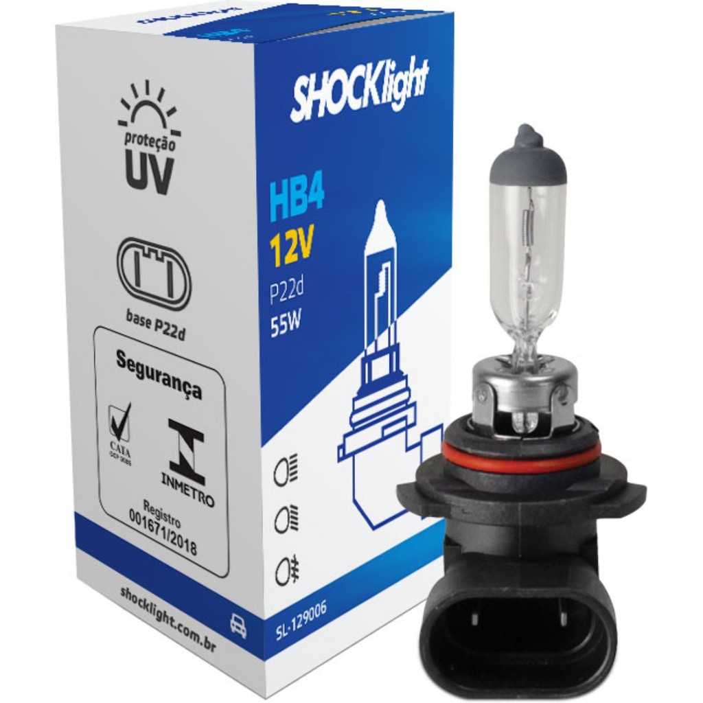 Lâmpada Farol Halogena Hb4 51w P22d 12v Shocklight Universal Lâmpada Farol Halogena Hb4 51w P22d 12v Shocklight Universal