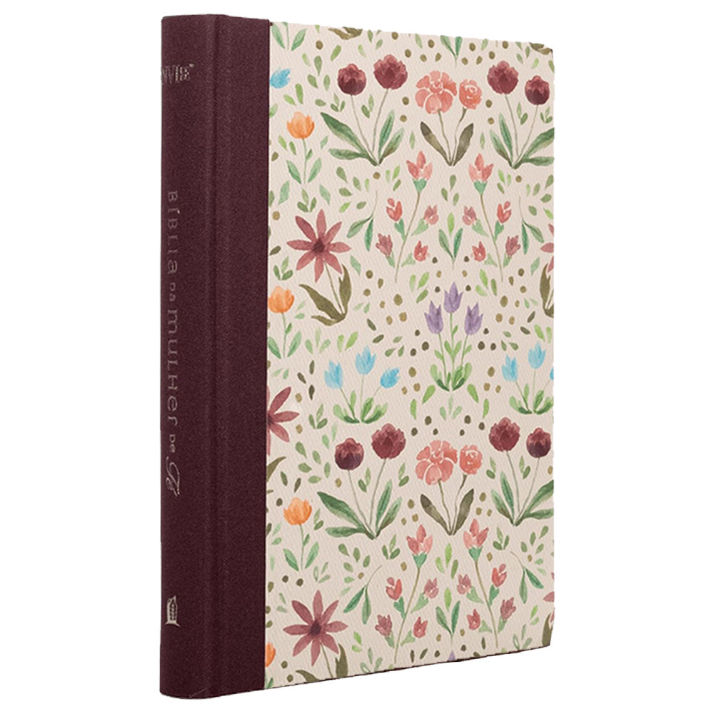 Bíblia da Mulher de Fé | NVI | Capa Dura | Letra Grande | Tecido V/nho Aquarela